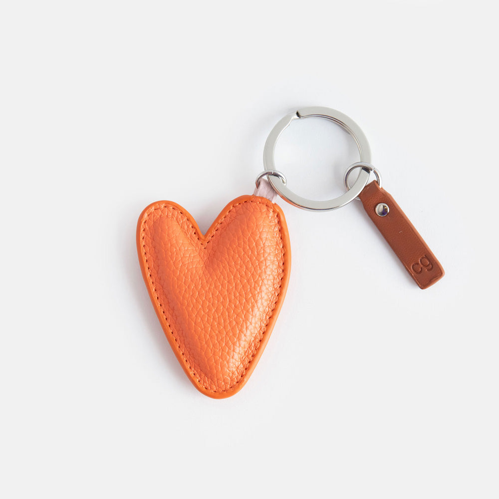 Coral Orange Heart Keyring