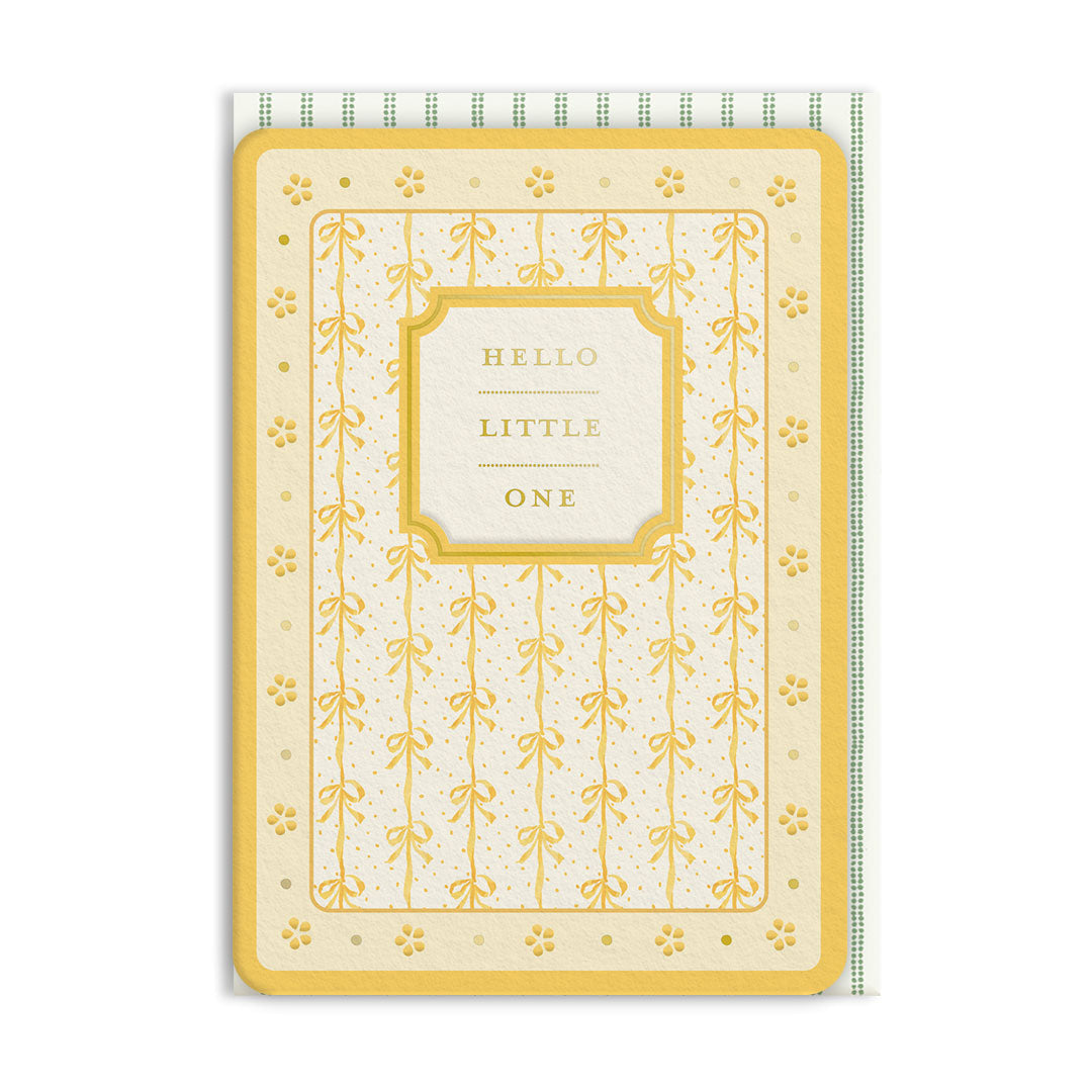 Hello Little One Yellow Ribbon Greeting Card