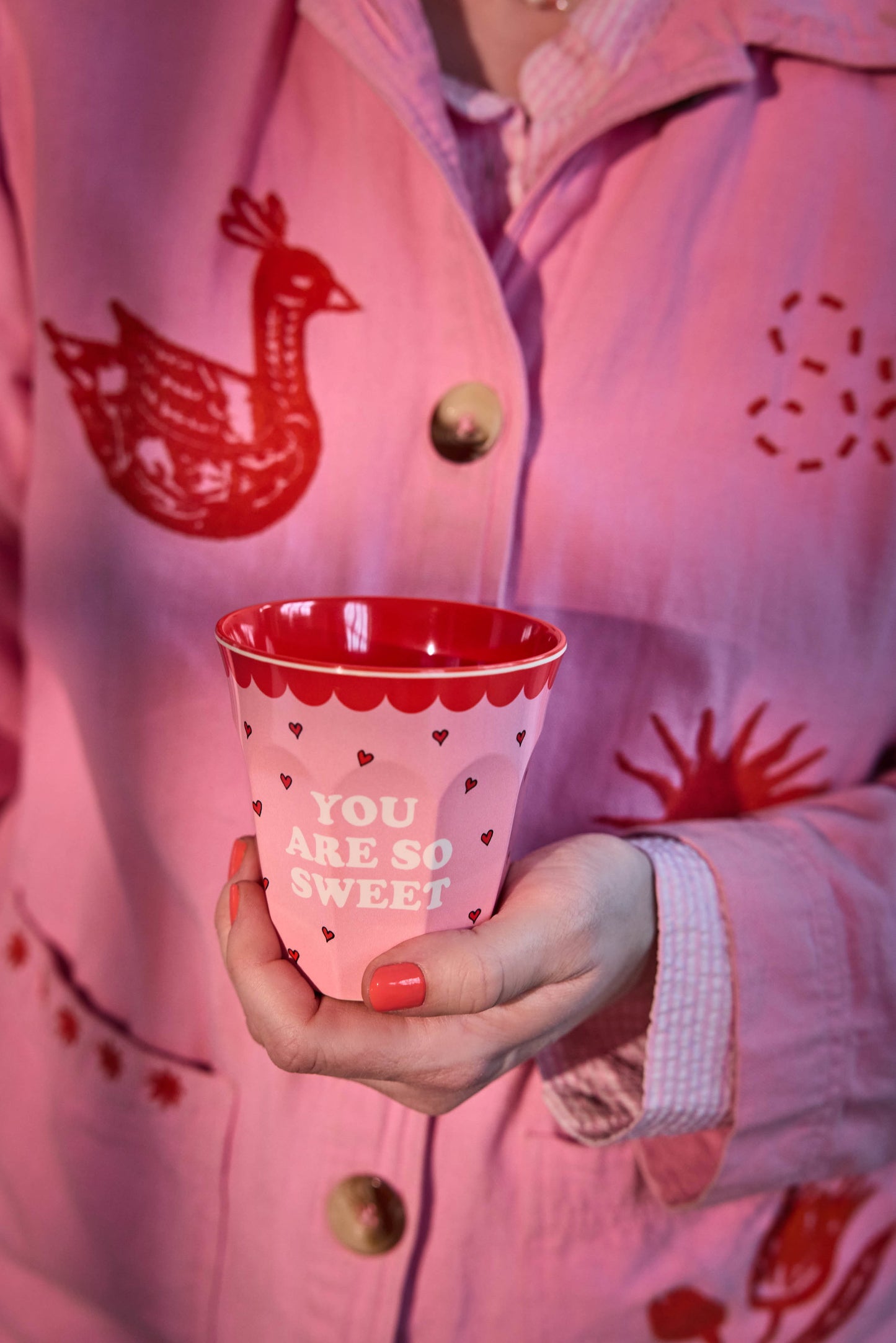 Medium Melamine Cup - Pink Snoopy Print