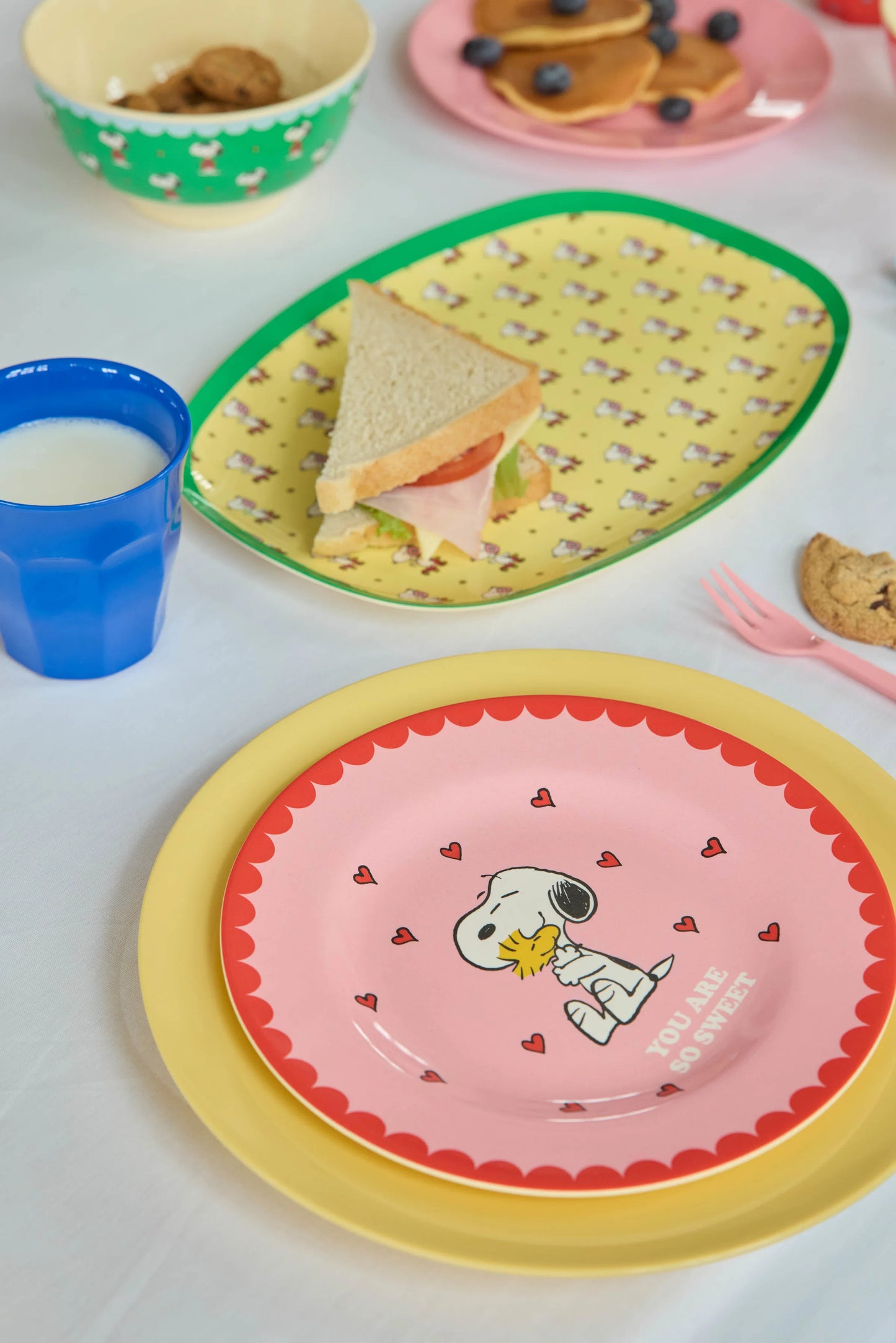 Melamine Side Plate with Pink Snoopy Print