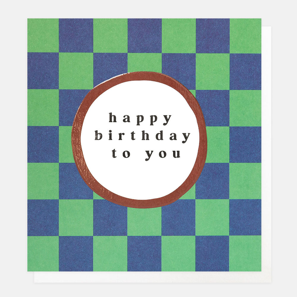 Green/Blue Grid Happy Birthday To You Card