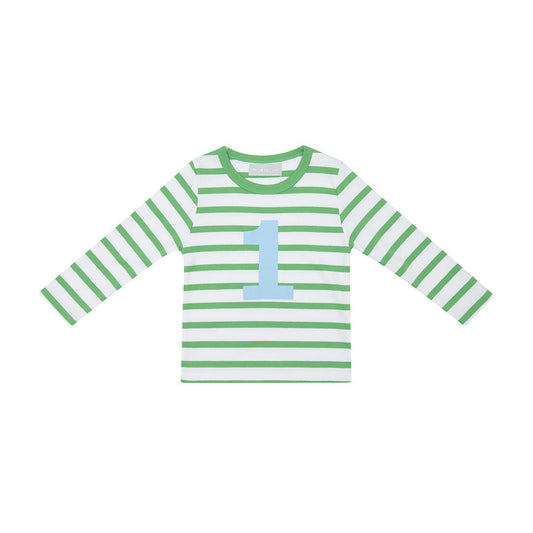 Age 1 Grass Green and White Breton Striped T-Shirt