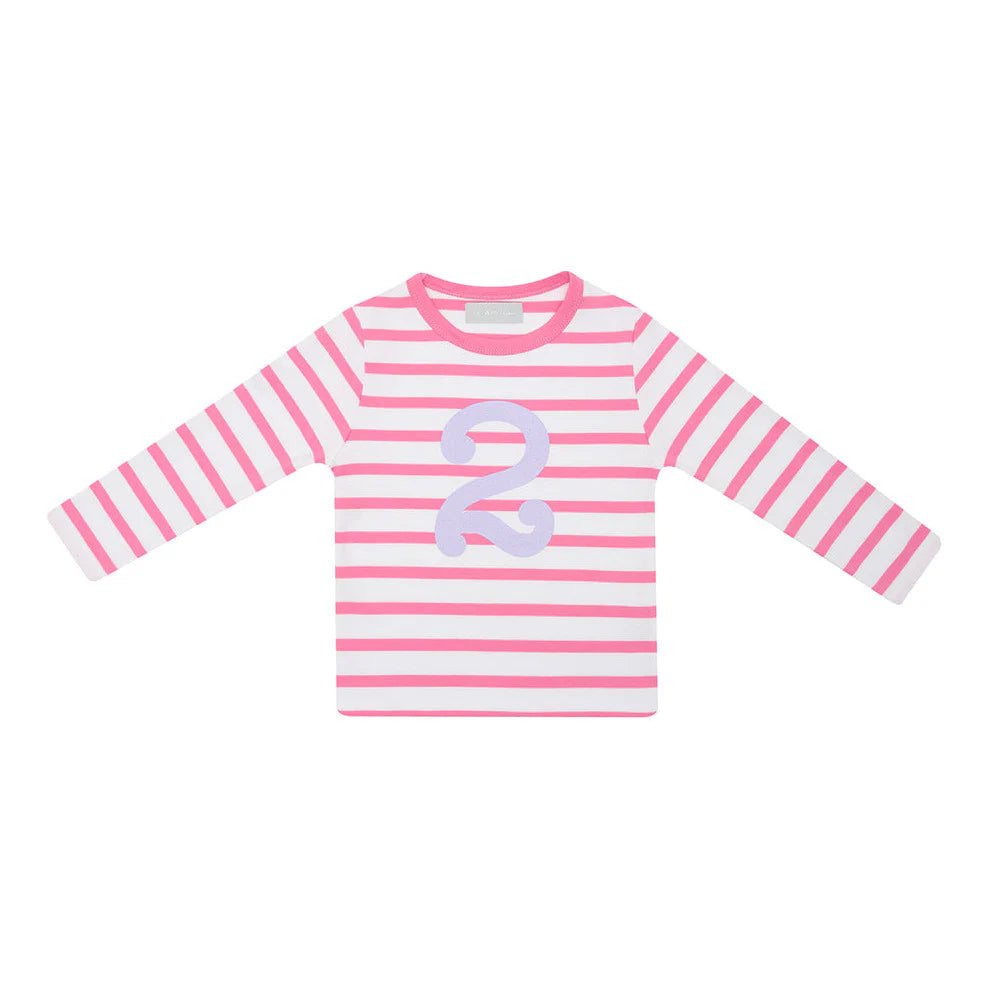 Age 2 Hot Pink and White Breton Striped T-Shirt