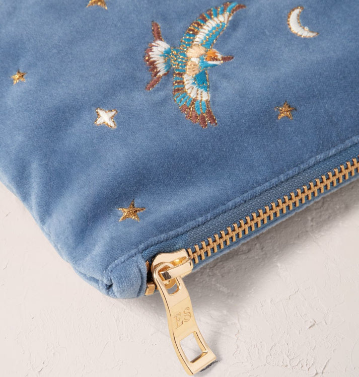 Lion Pride velvet Everyday Pouch - Dusky Blue