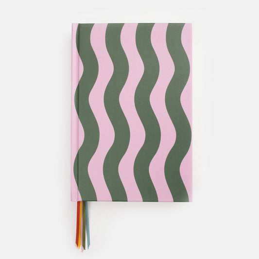 Pink/Green Wave Stripe Multi Ribbon Notebook