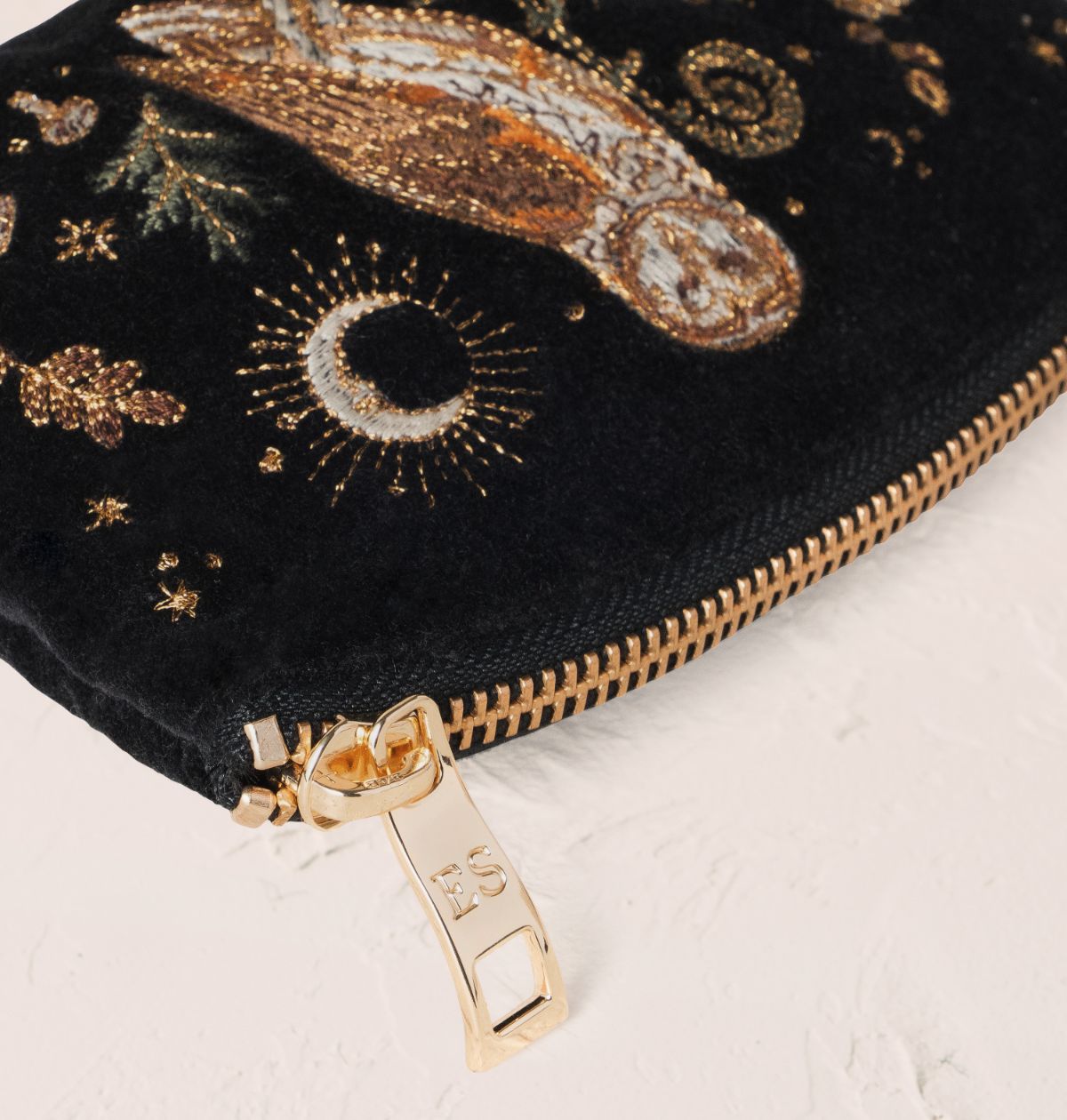 Mystical Owl Coin Purse - Charcoal Velvet