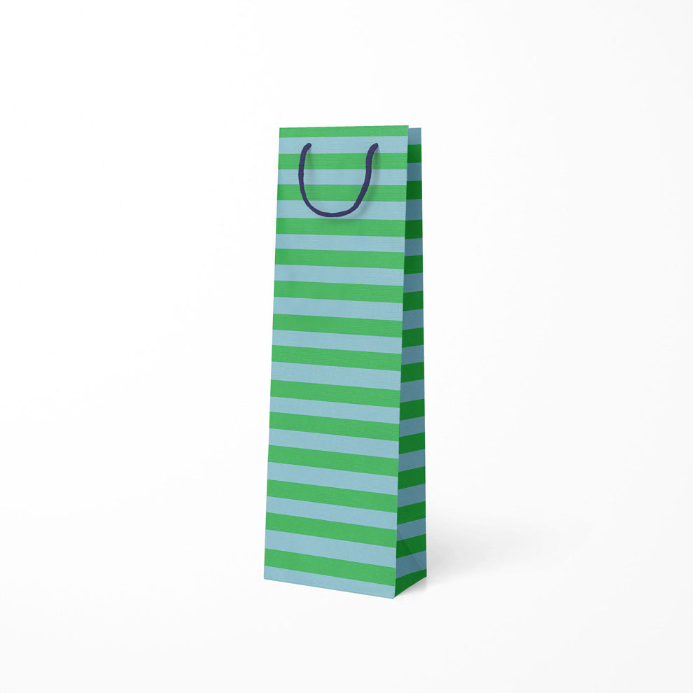 Green and Blue Stripe- Bottle Bag