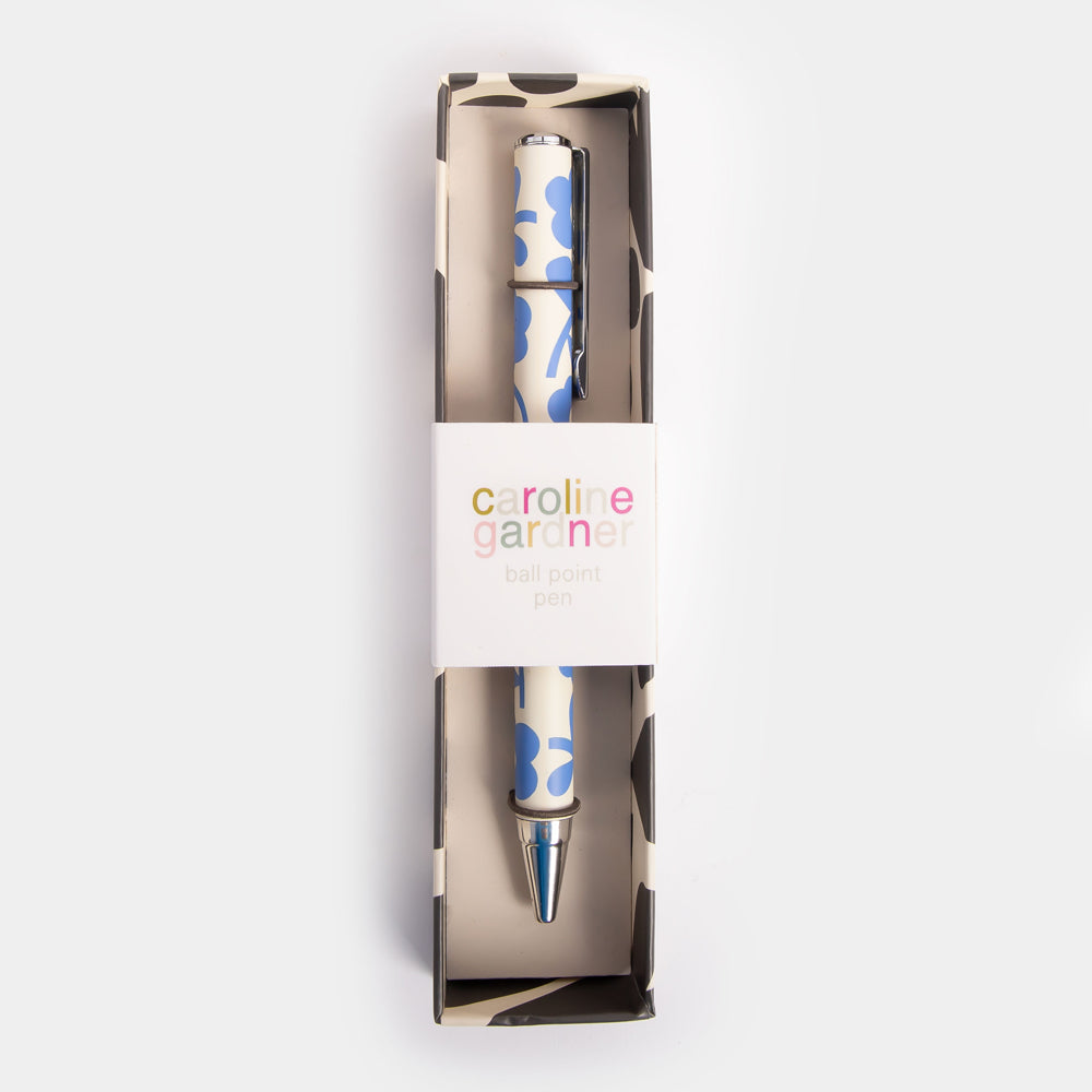 Blue Mono Flower Boxed Pen