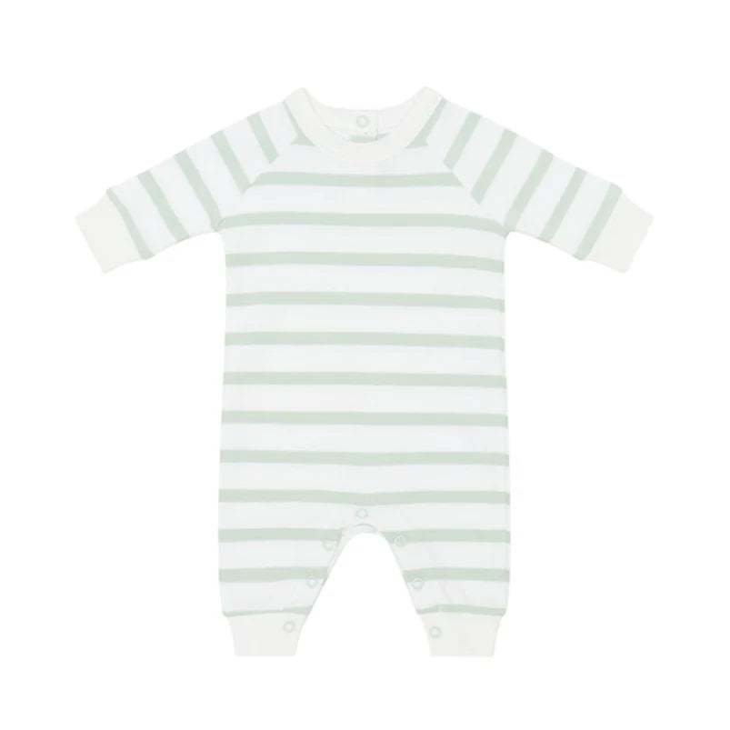 Powder Blue & White Breton Striped All-in-One 0-1 month