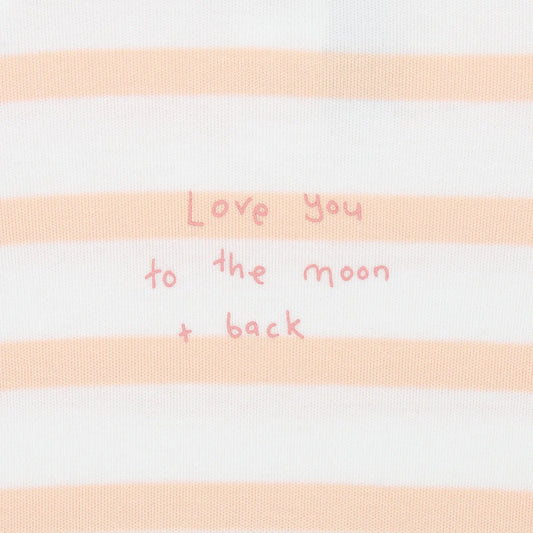 Powder Pink & White "Love You To The Moon and Back" Breton Striped All-in-One 0-1 month