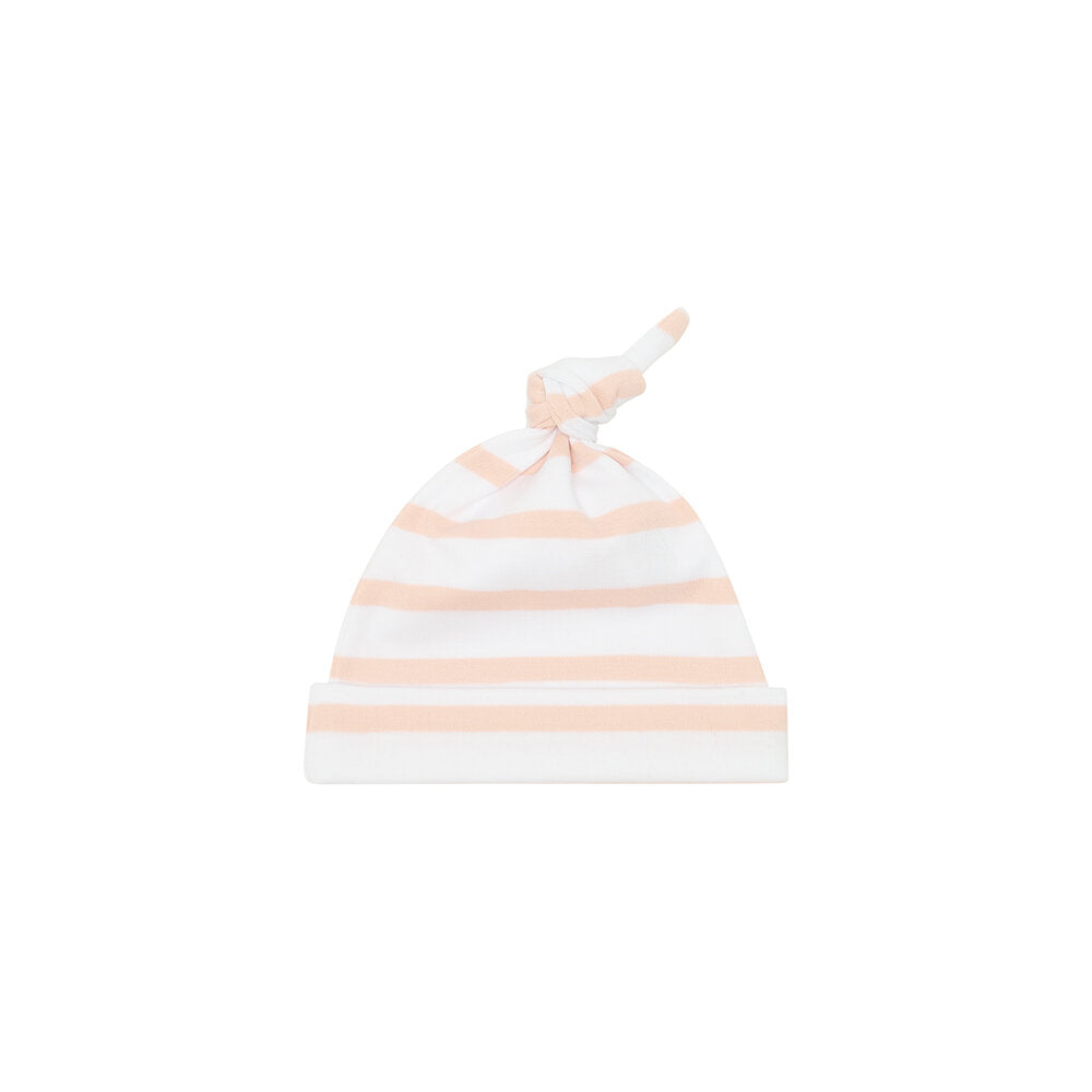 Powder Pink & White Breton Striped Hat 0-6