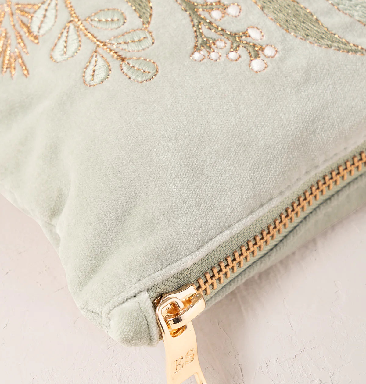 Pressed Flowers Mother of the Bride Sage Velvet Everyday Pouch