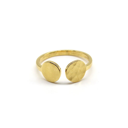 Double Round Hammered Adjustable Ring - Gold