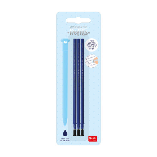 Legami Erasable Pen Refill - Blue- Pack of 3