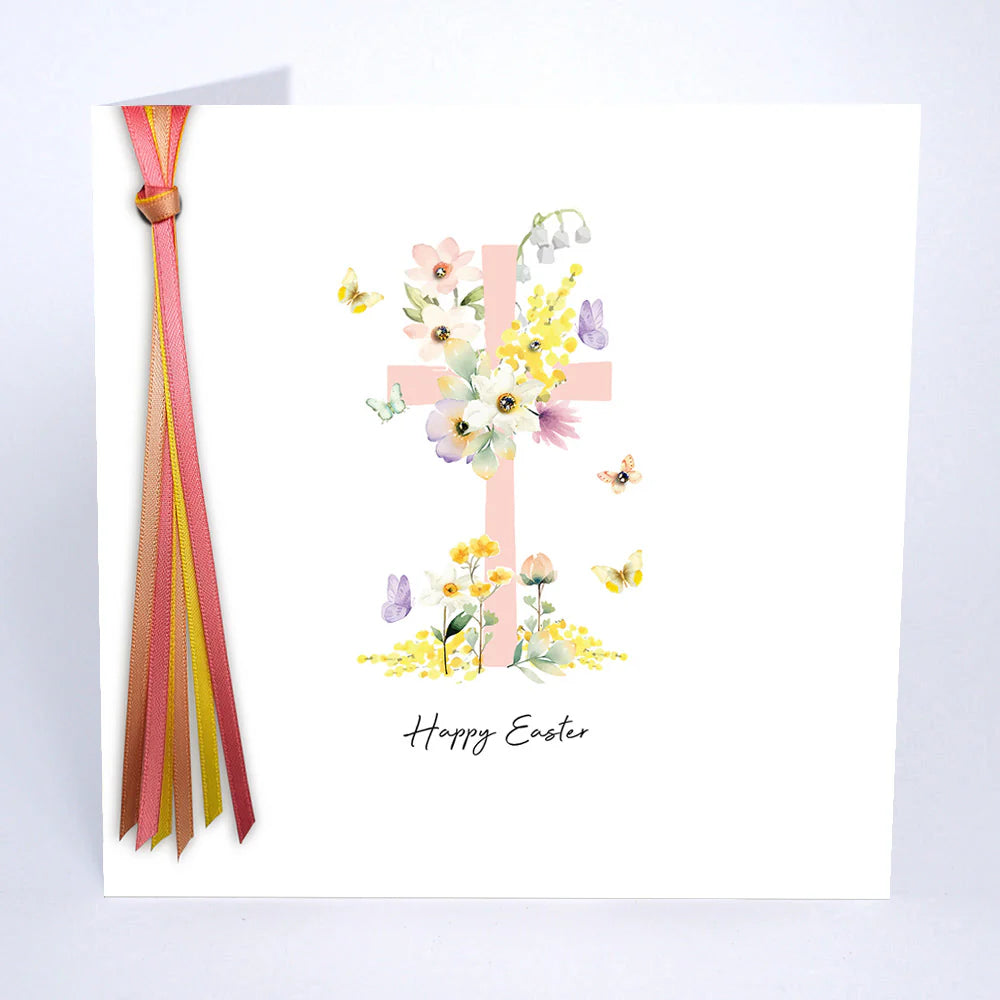 Ribbon and Roses Happy Easter (Cross)