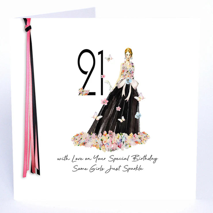 Ribbons and Roses 21 With Love On Your Special Birthday (Sparkle)- Large