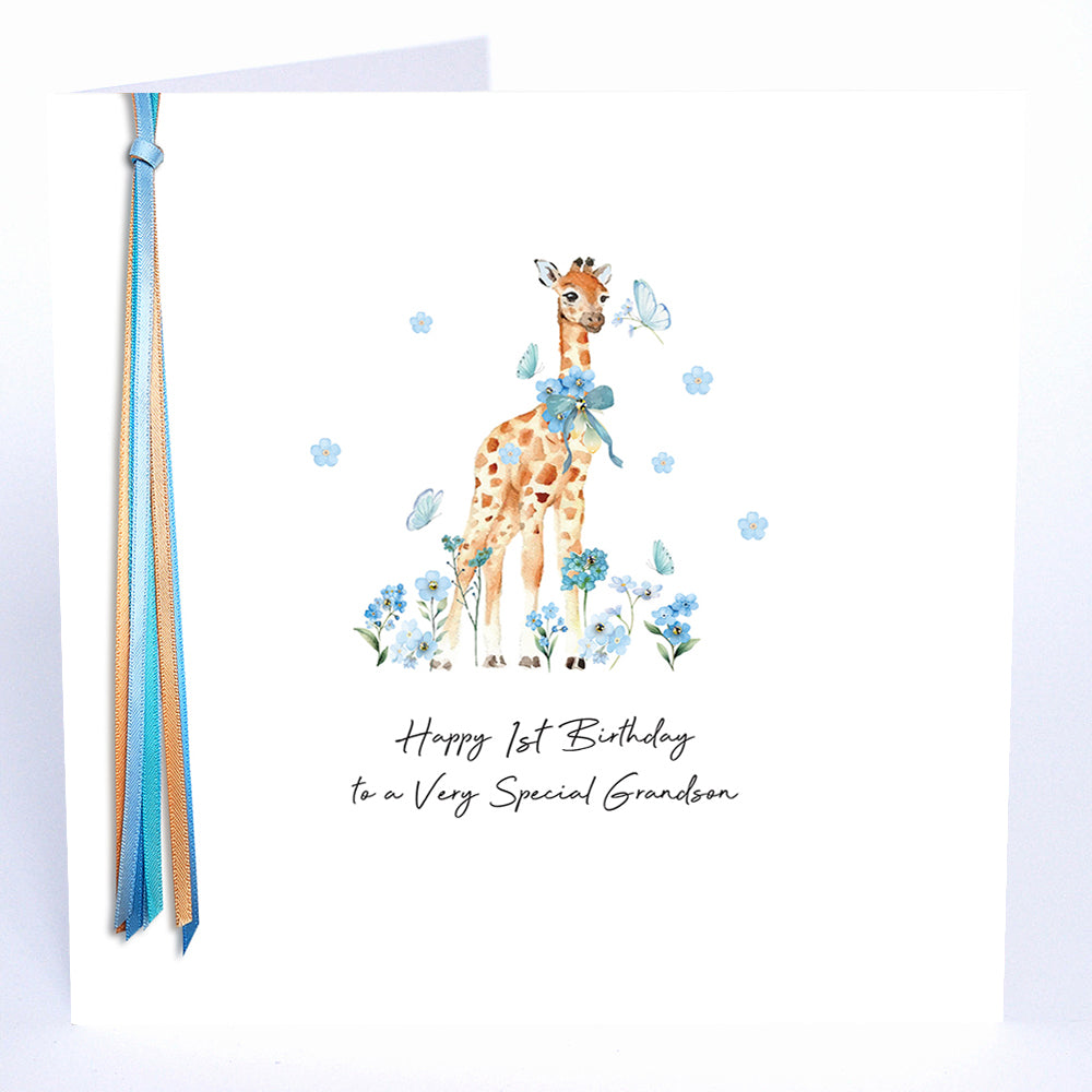 Ribbons and Roses Happy First Birthday To A Very Special Grandson - Large