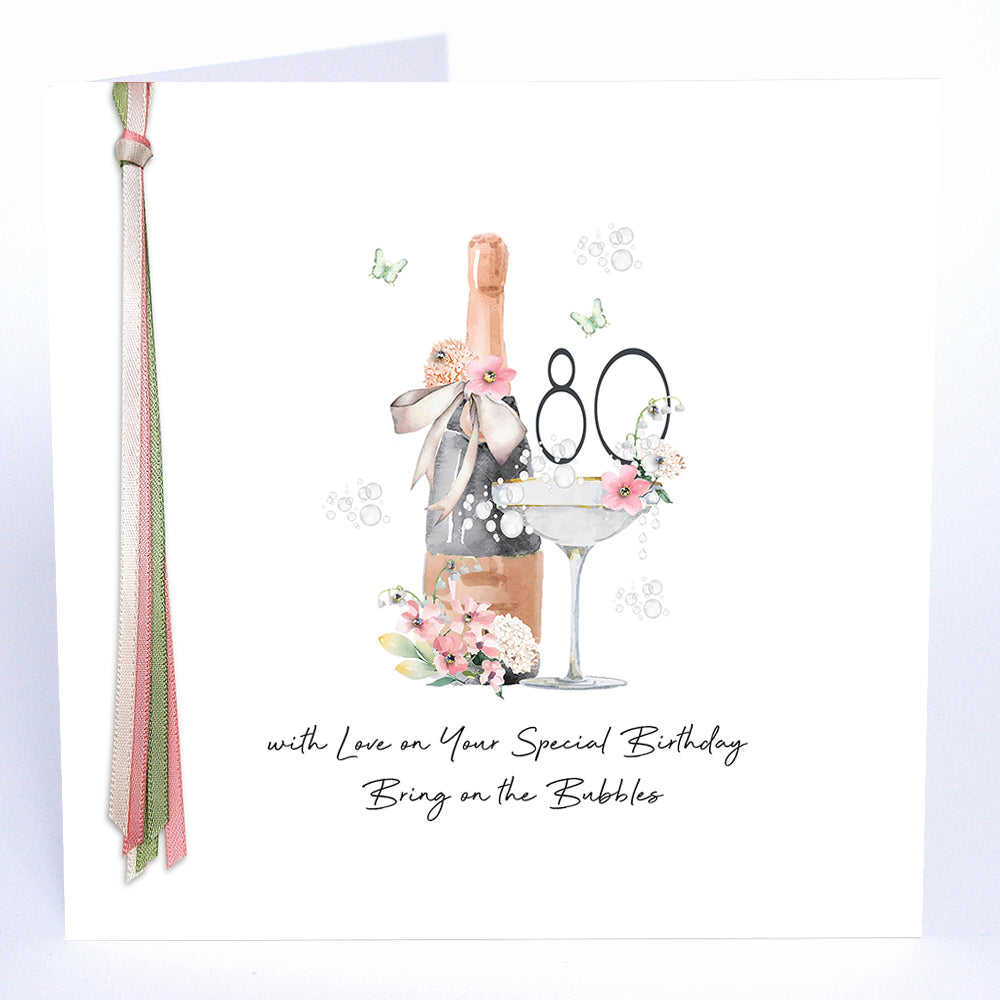Ribbons and Roses 80 With Love On Your Special Birthday - Large