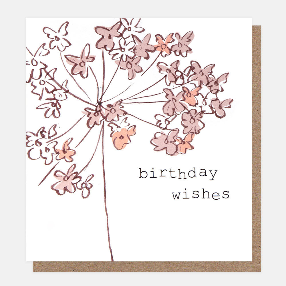 Orange & Taupe Dandelion Birthday Card