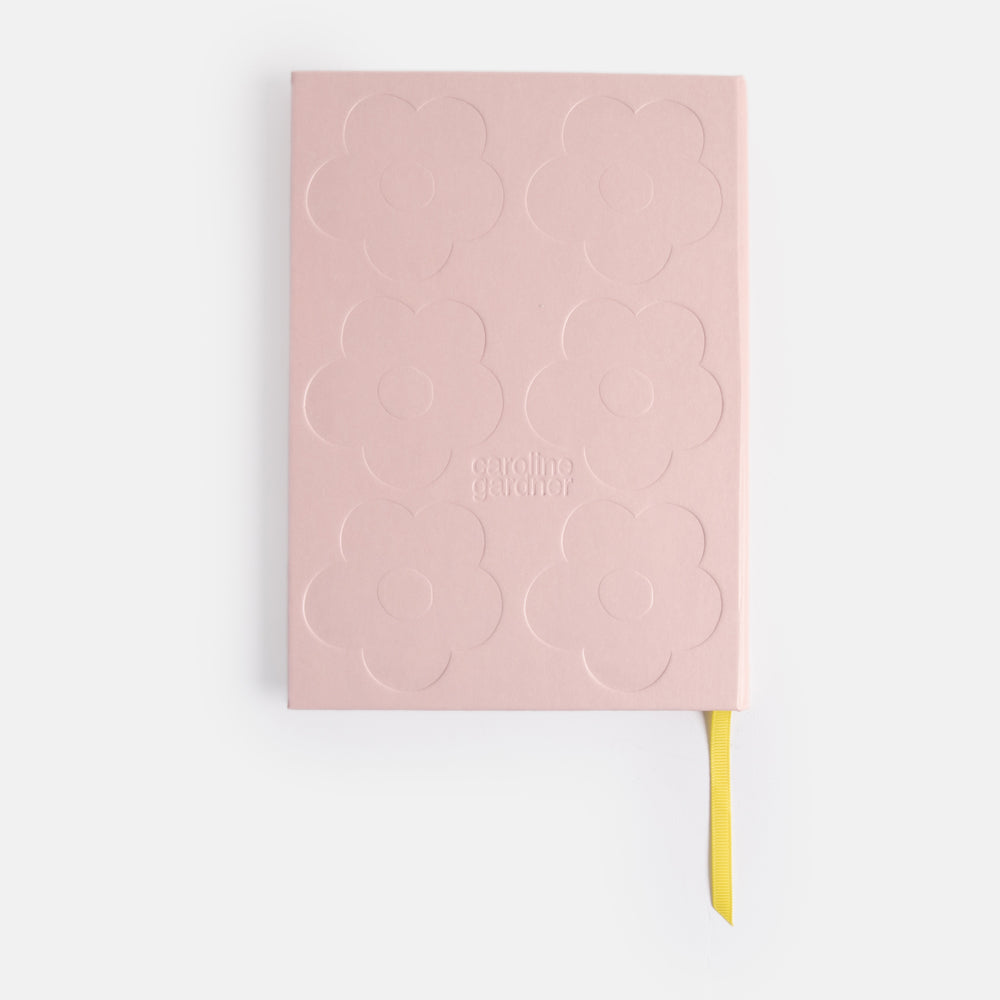 Pink Flowers Debossed Slim Hardback Notebook