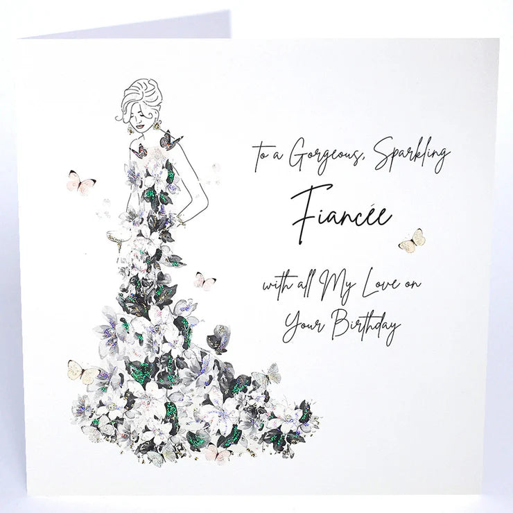 To a Gorgeous Sparkling Fiancée Happy Birthday- Large