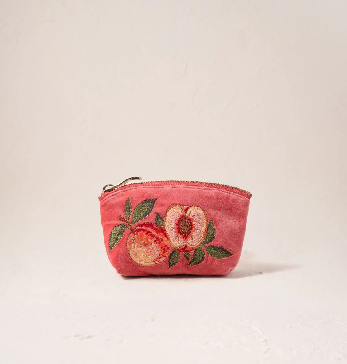 Summer Peach Velvet Coin Purse