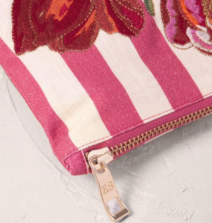 Tulip Stripe Cotton Everyday Pouch - Pink