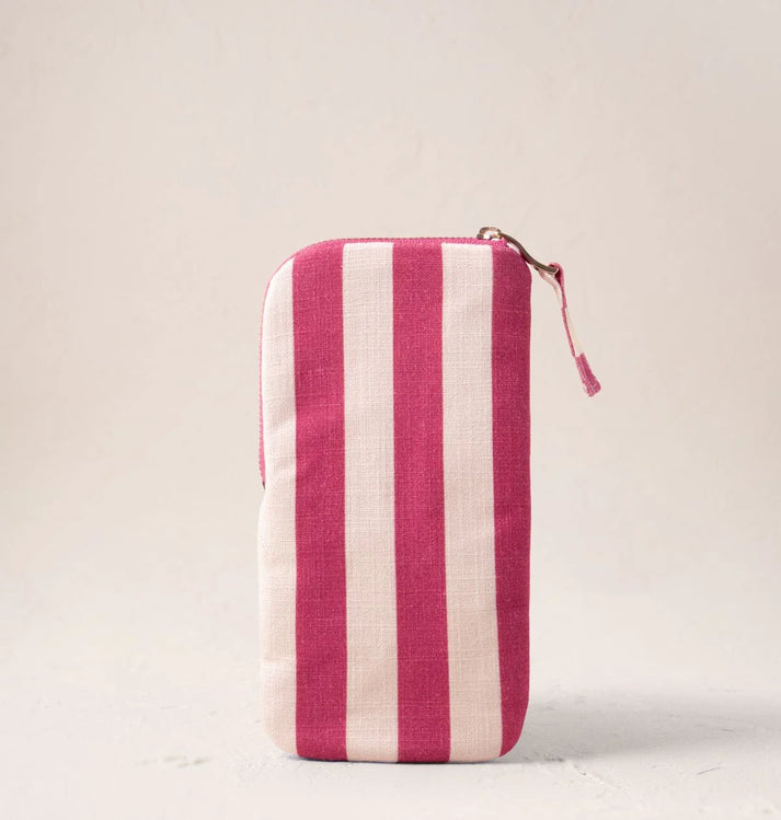 Tulip Stripe Cotton Glasses Case - Pink