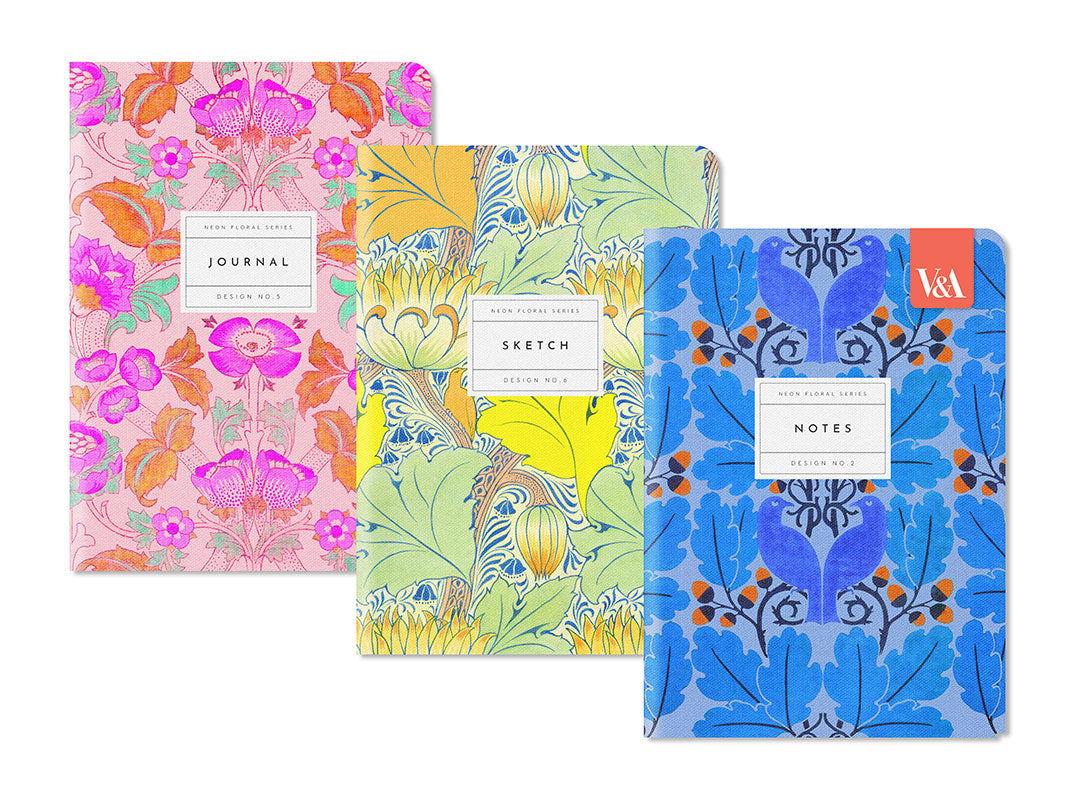 Neon Floral 3 Pack of A5 Notebooks