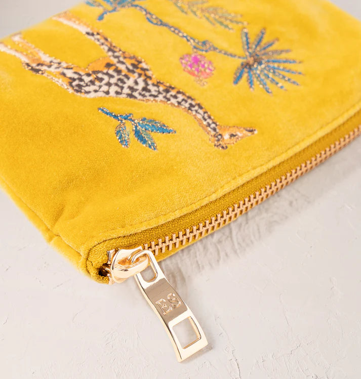 Wild Giraffe Palm Coin Purse - Mustard Yellow