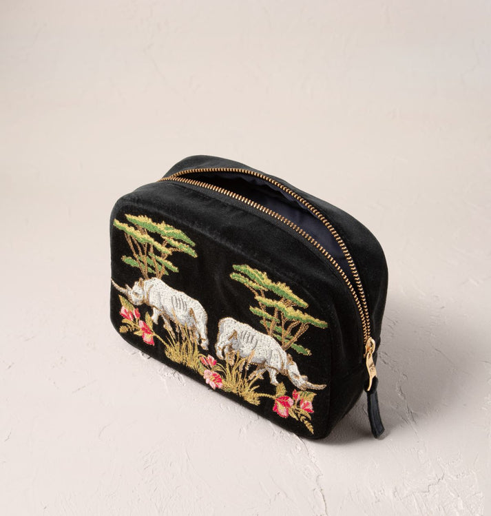 Wild Rhino Velvet Makeup Bag -Charcoal