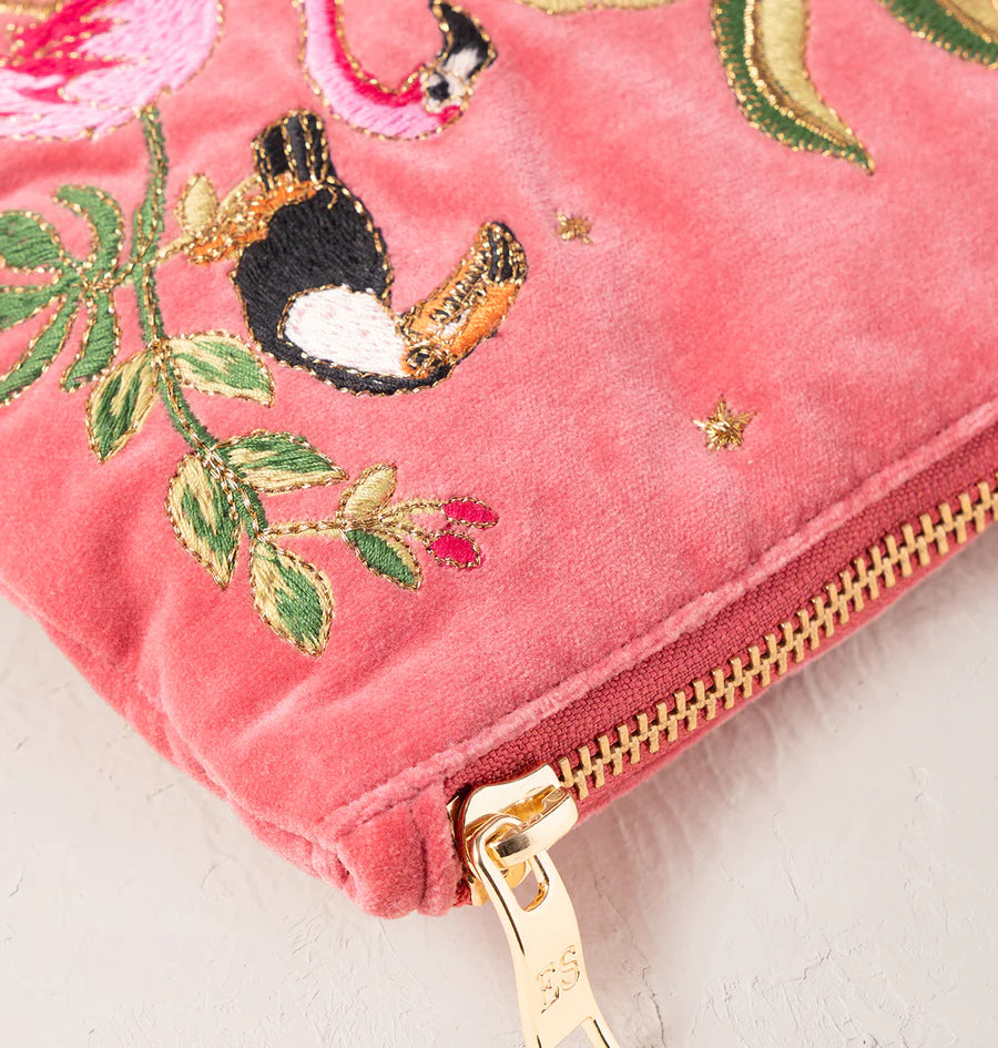 Wild Zebra Palm Everyday Pouch - Blush Pink