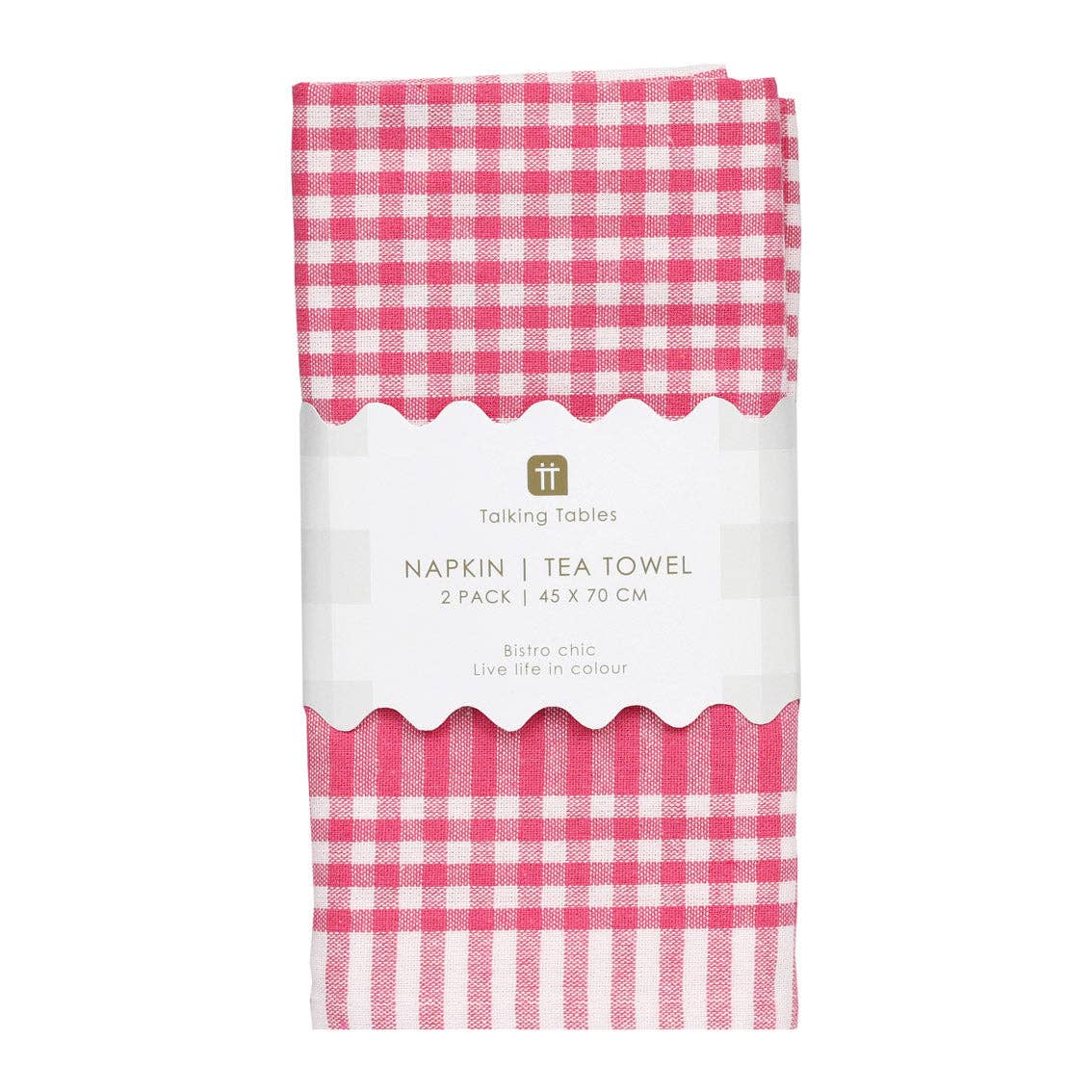 Raspberry & White Fabric Gingham Napkins/Tea Towels |2 Pack|