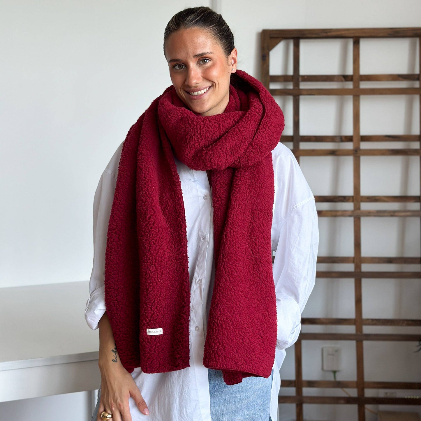Large Sherpa Scarf Lake - Maroon