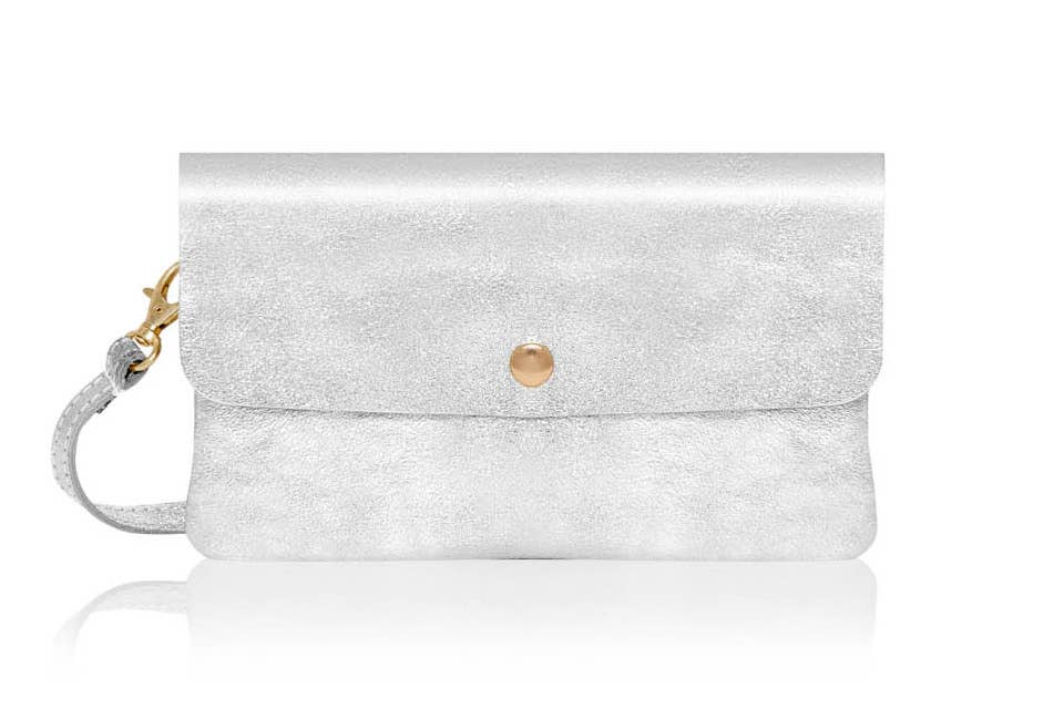 Italian Leather Classic Small Messenger Crossbody Bag: Smoke Rose