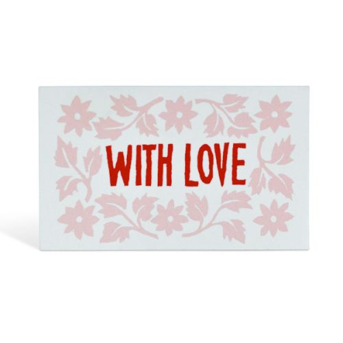 Singular With Love Gift Card Leaves and Stars - Pale Pink and Red