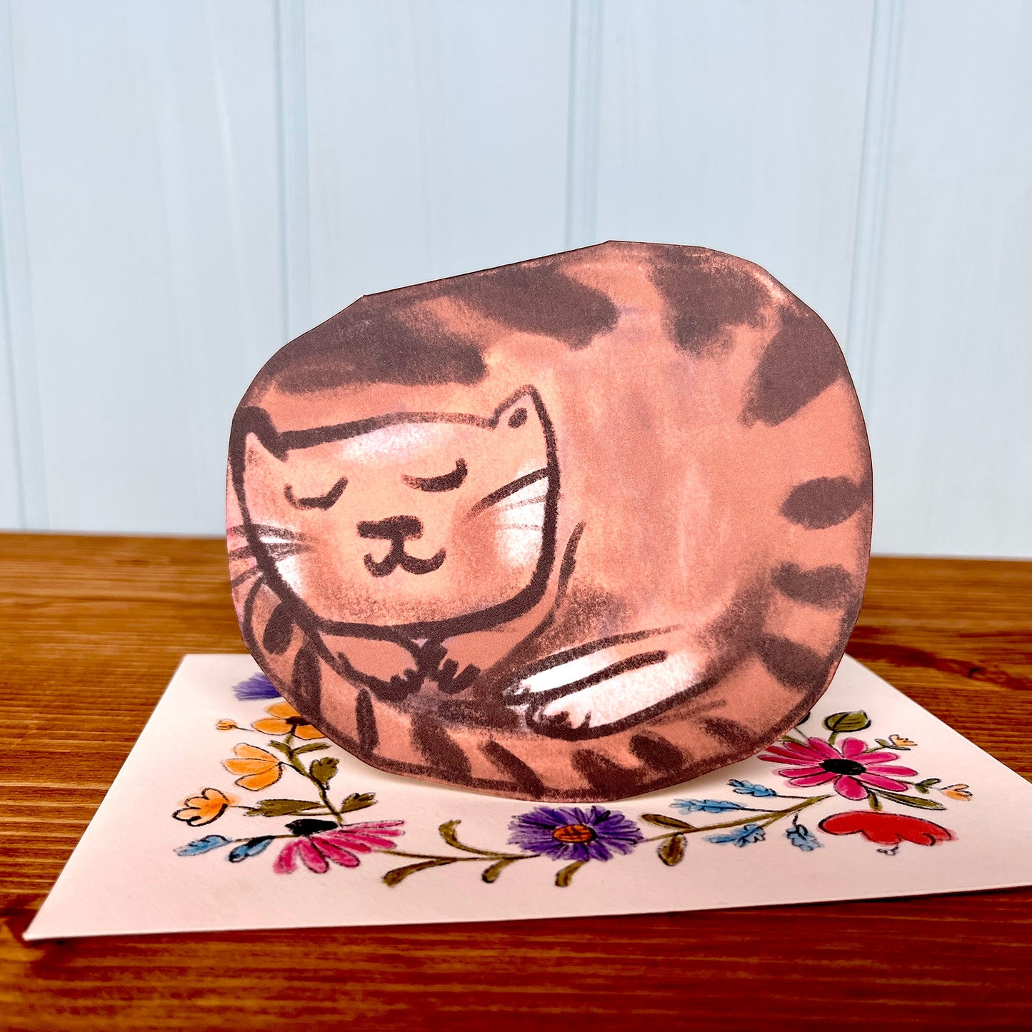 Curled Up Cat Card