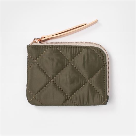 Olive Green Quilted Nylon Corner Purse