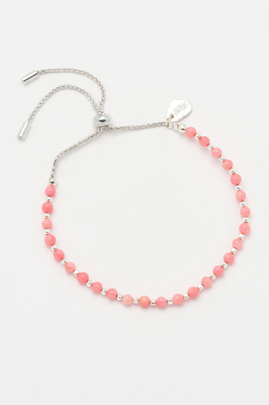 Amelia Coral Agate Bracelet - Silver Plated