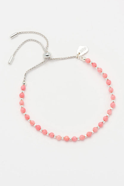 Amelia Coral Agate Bracelet - Silver Plated