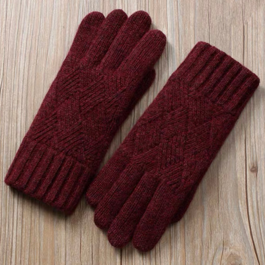Double-Layered Wool Gloves for Women - Touchscreen Friendly: No.7