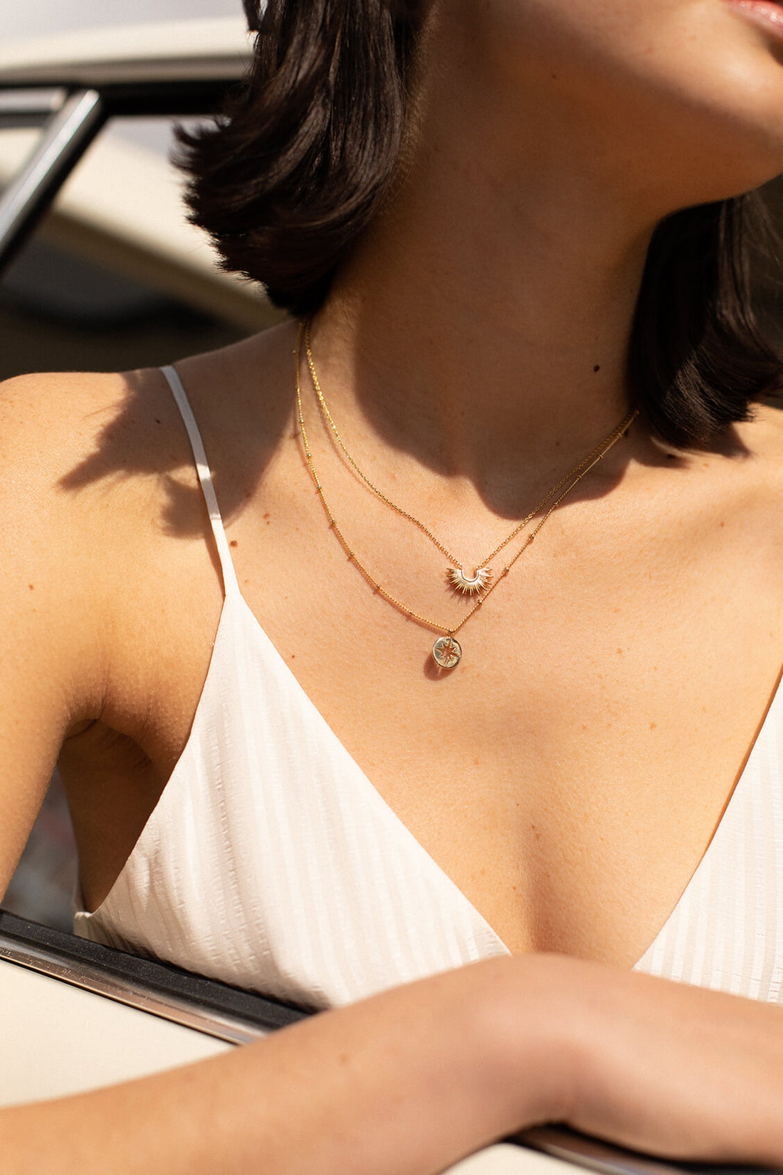 Half Sunburst Gold Plated Necklace