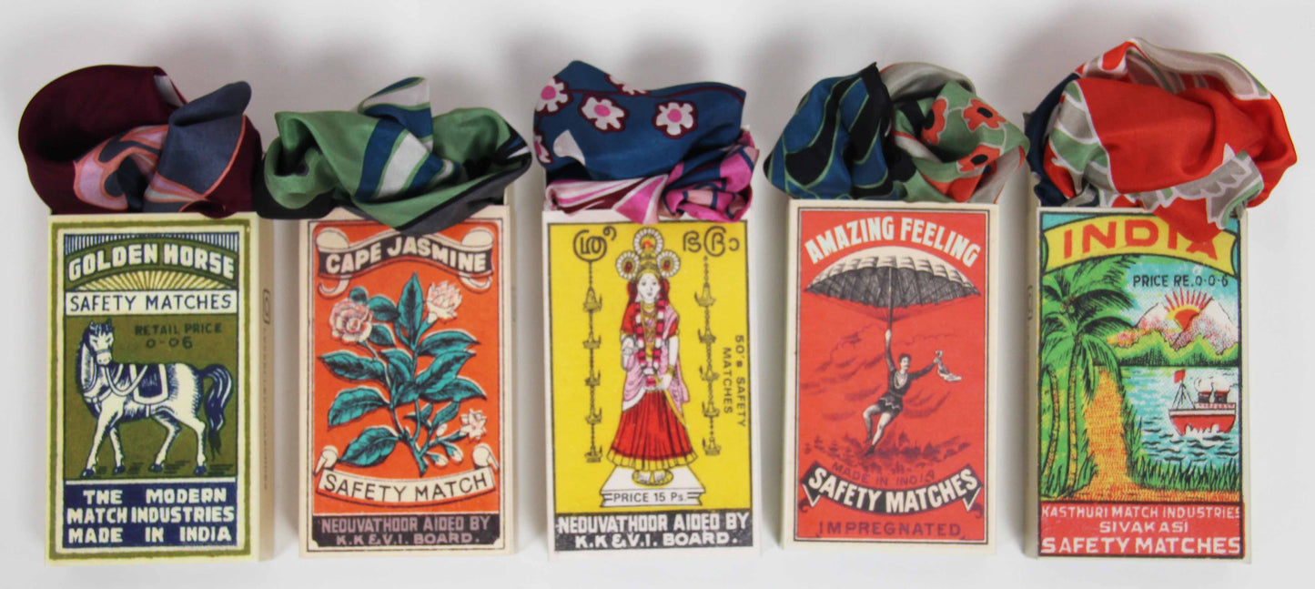 Silk Square Scarf 50 x 50 cm Forget-me-Not Khaki