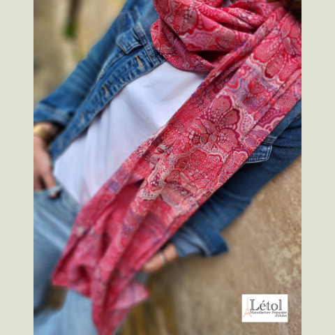 French Jacquard Scarf - Leonce Rose