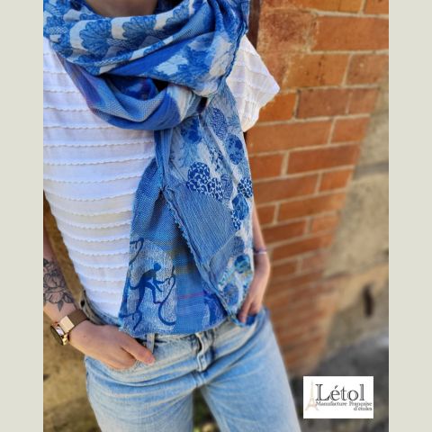 French Jacquard Scarf - Gabin Indigo