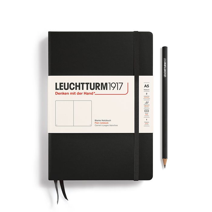 Leuchtturm A5 Plain Hardcover Notebook - Black