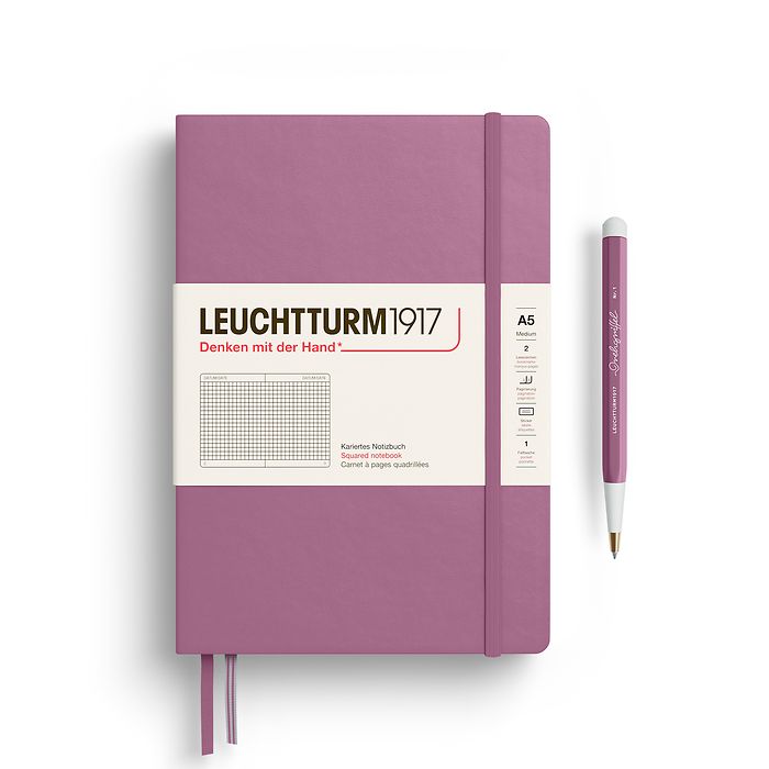 Leuchtturm A5 Squared Hardcover Notebook Dusty Rose