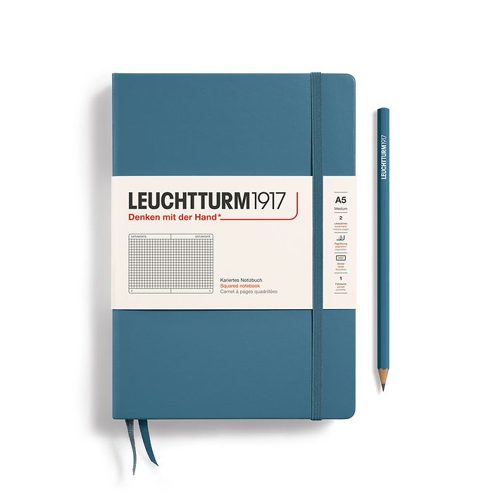 Leuchtturm A5 Squared Hardback Notebook - Stone Blue