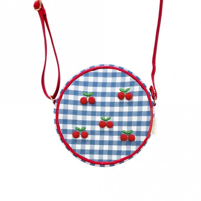 Cherry Pom Pom Gingham Bag