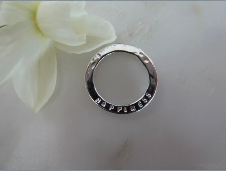 Sterling Silver Sentiment Disc - Happiness